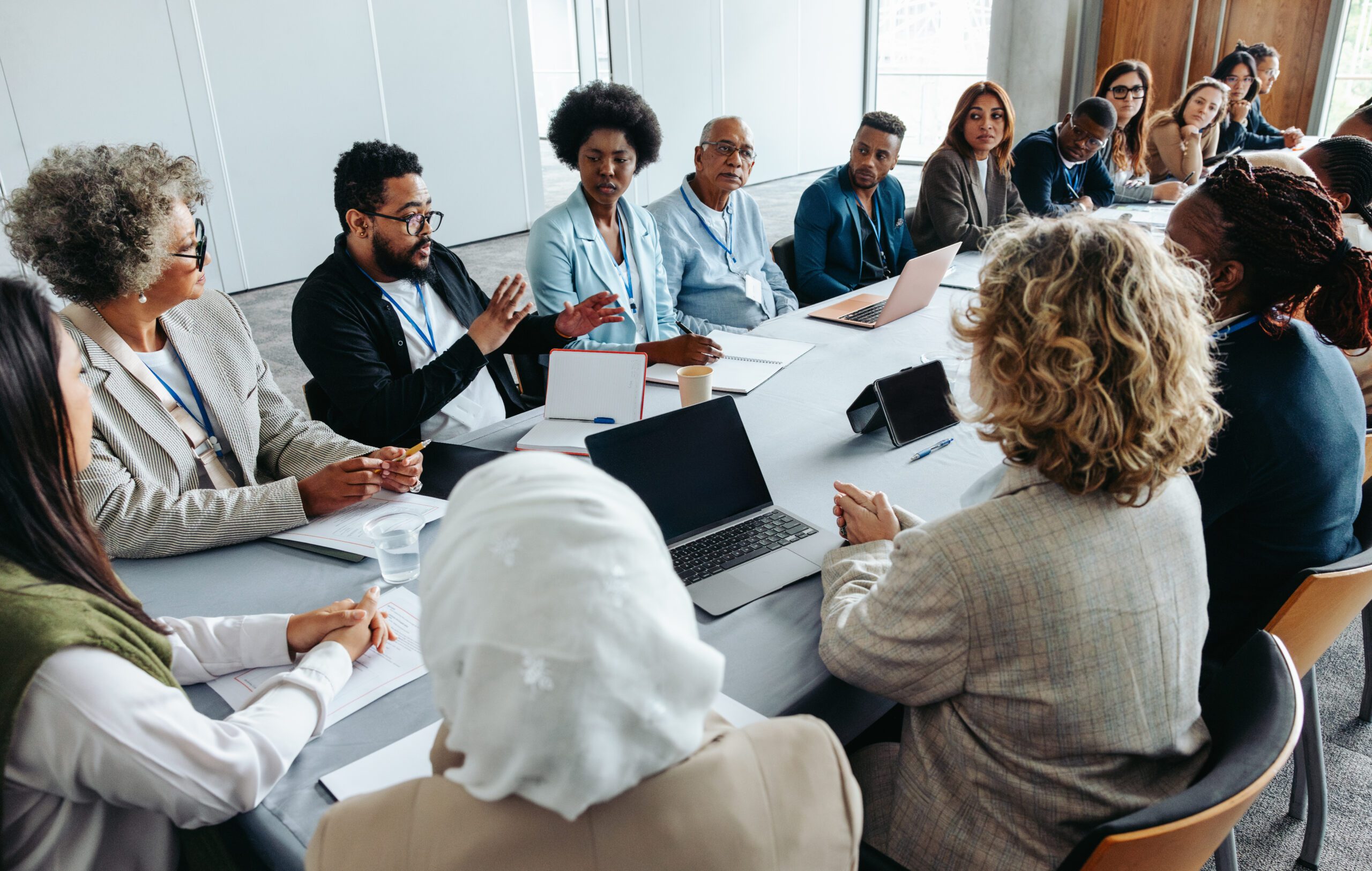 Diverse group in a business meeting.